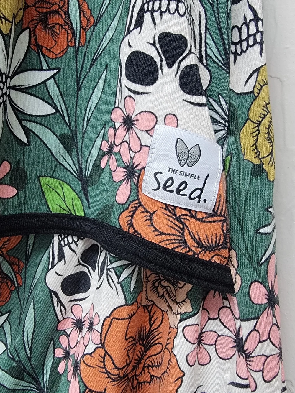 The Simple Seed Bamboo Kids Sweet Skully Short Romper Viscose Floral Skull 12/14